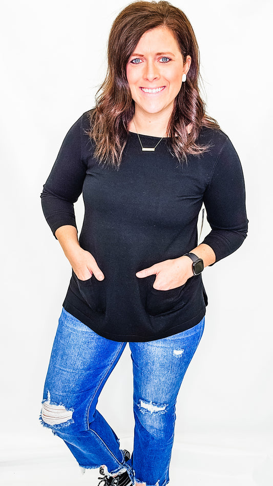 Multiples Black Hi-Lo Sweater Tunic