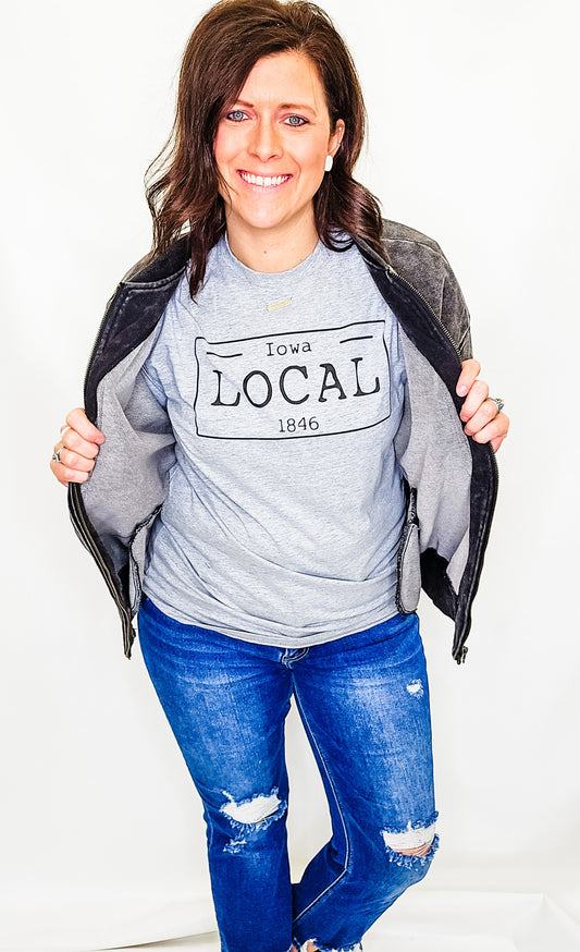 Iowa Local, Heather Gray Graphic Tee