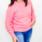 Pink Textured Balloon Sleeve Sweater