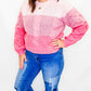 Pink Color Block Cable Knit Sweater