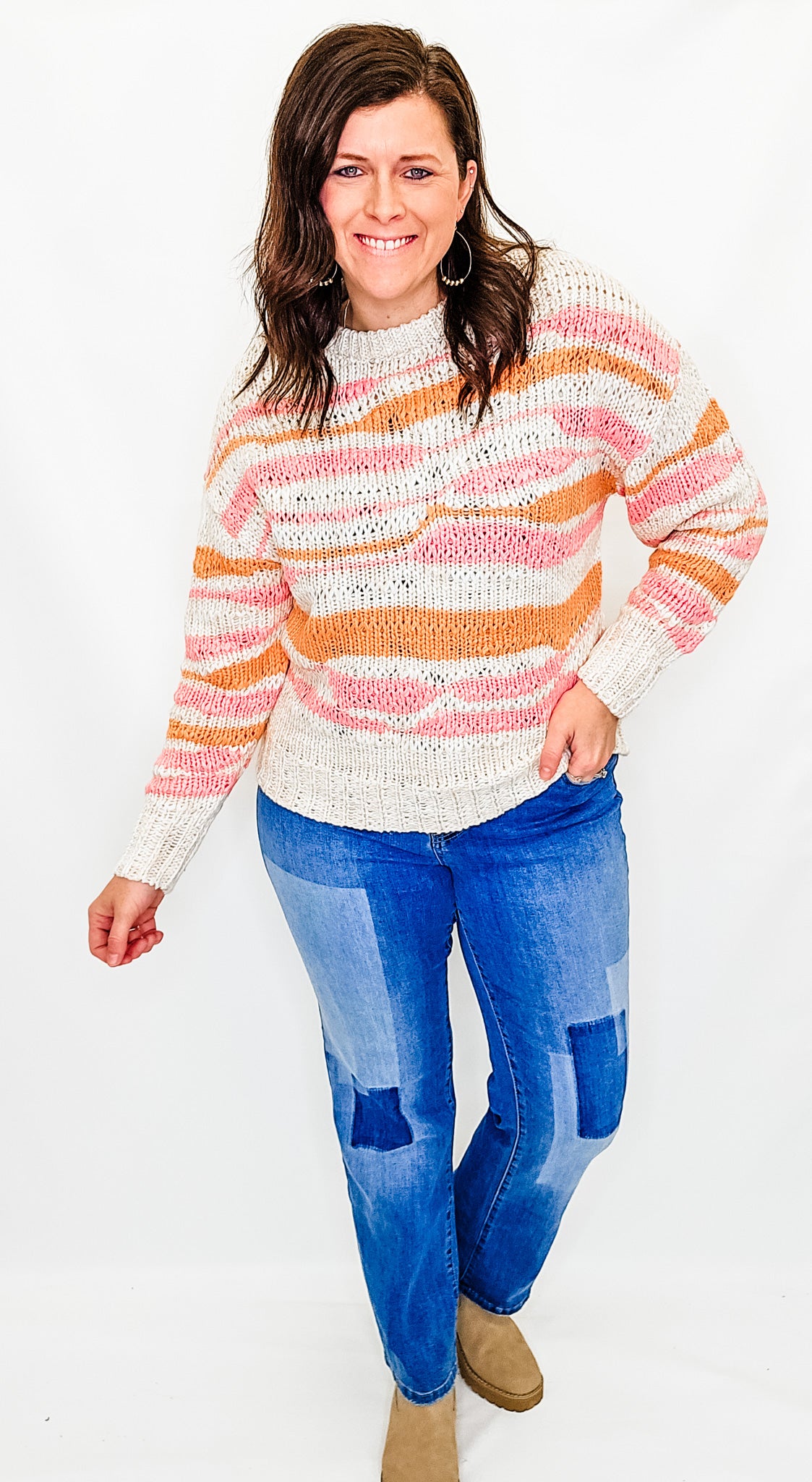 Mango & Pink Flowing Stripe Sweater