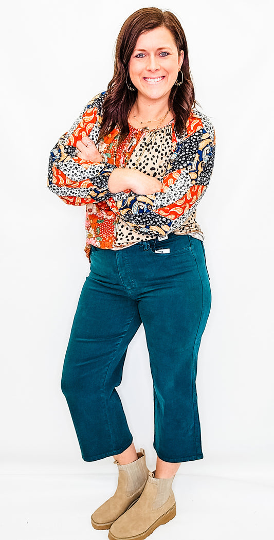 Judy Blue High Rise Teal Wide Leg Crop - JB88806