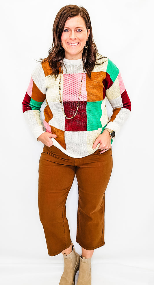 Bright Squares, Color Block Sweater