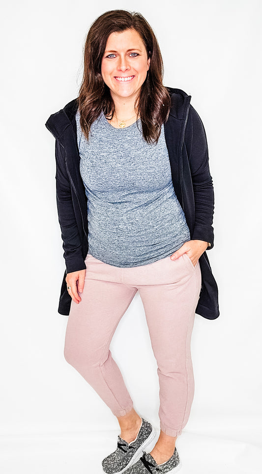 Dusty Pink Mineral-Washed Jacquard Joggers