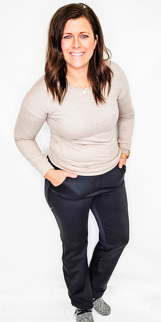 Black Micro Fleece Wide Leg Pant