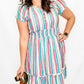 Green, Yellow, & Red Vertical Stripe Dress