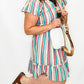 Green, Yellow, & Red Vertical Stripe Dress