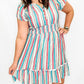 Green, Yellow, & Red Vertical Stripe Dress
