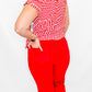 Tribal Poppy Red Fly Front Wide Leg Pant