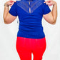 Tribal Jet Blue V-Neck Lace Detail Short Sleeve