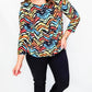 Multiples Colorful Chevron Side Drawstring Top