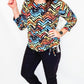 Multiples Colorful Chevron Side Drawstring Top