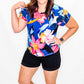 Tribal Jeans Lagoon Mist Ruffle Sleeve Top