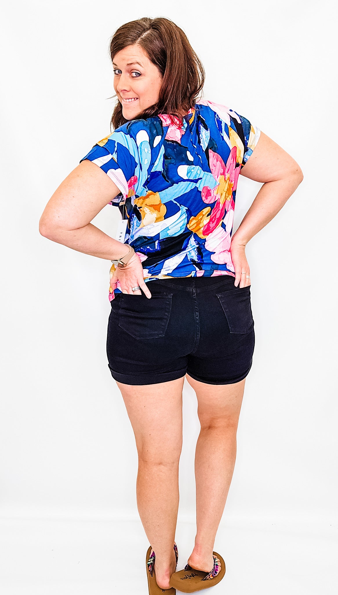 Judy Blue Black, High Rise Tummy Control Cuff Shorts - JB15037