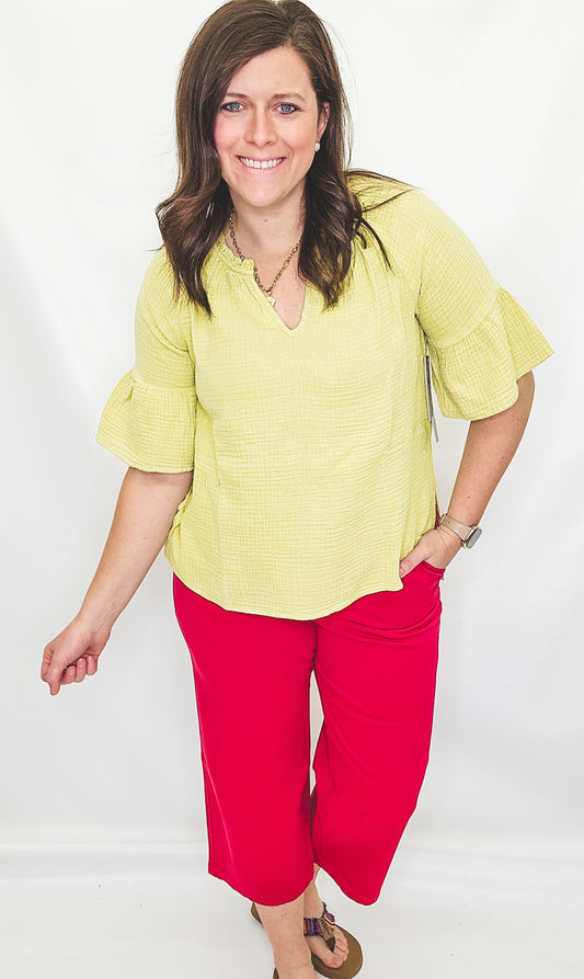 Tribal Jeans W Limoncello Raglan Sleeve Blouse