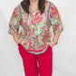 Tribal Jeans Raspberry & Lime 3/4 Sleeve Blouse