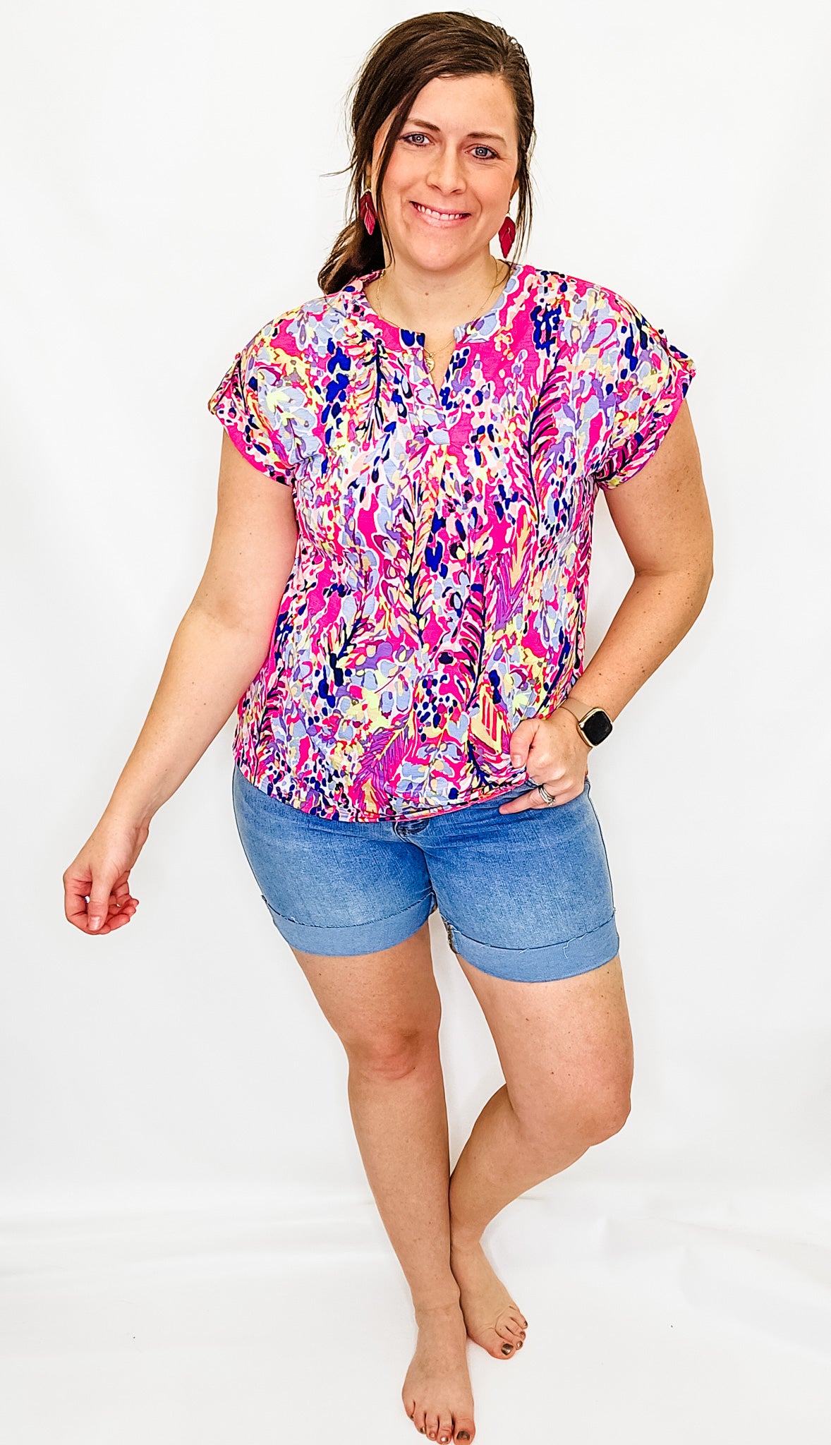 Judy Blue Light Wash High Rise Tummy Control Cuff Shorts - JB150205