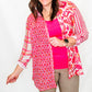 Multiples Bright Pink & Stone Button Front Shirt