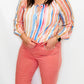 Charlie B Peach Stripes Off-Shoulder Blouse