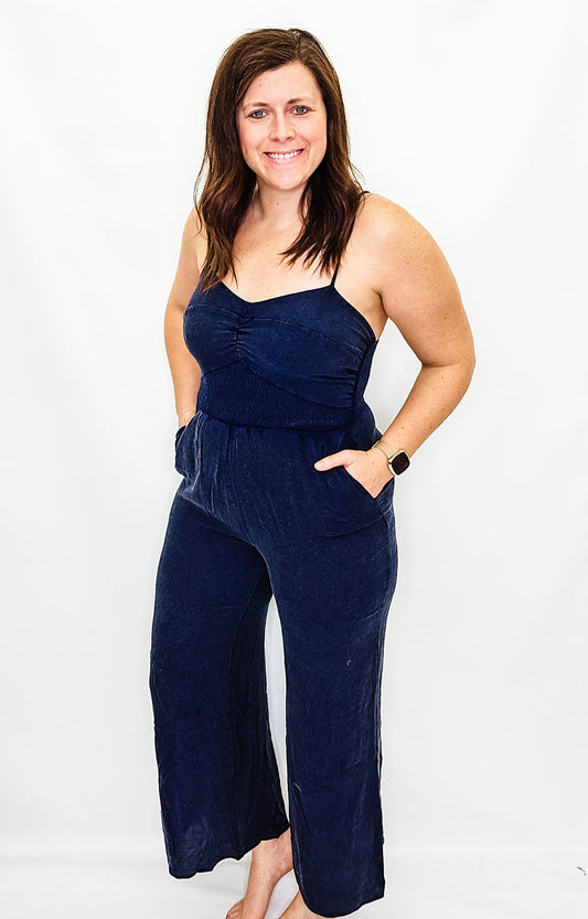 Ash Black Rouched Sleeveless Jumpsuit