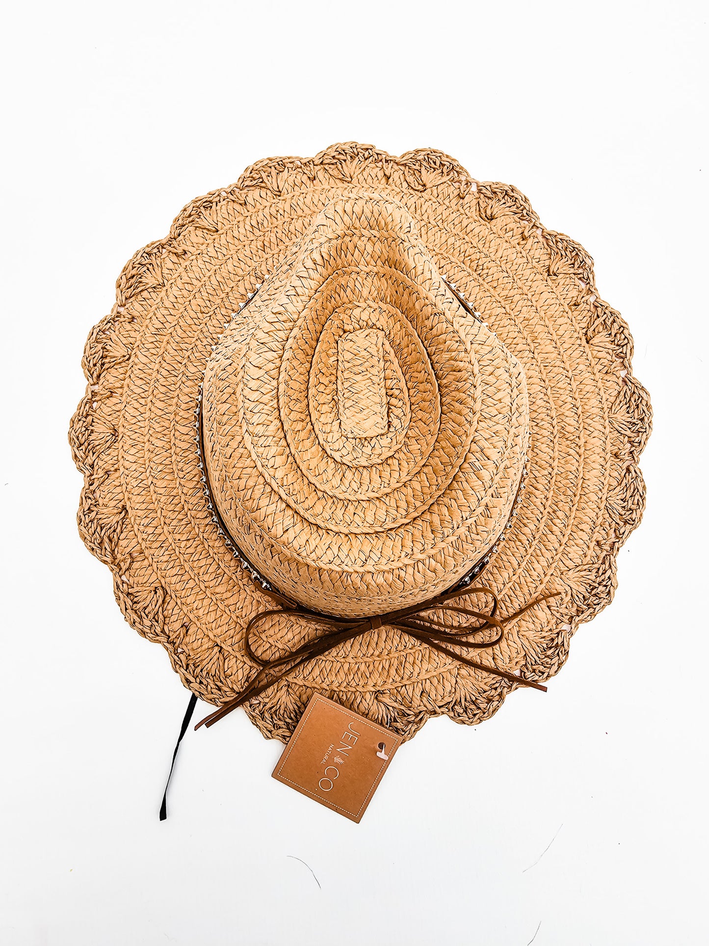 Straw Hat with Scalloped Brim