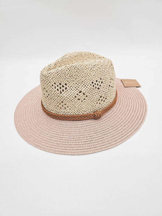 Straw Hat with Pink Brim