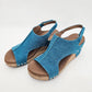 Corkys Turquoise Washed Canvas Carley Wedges