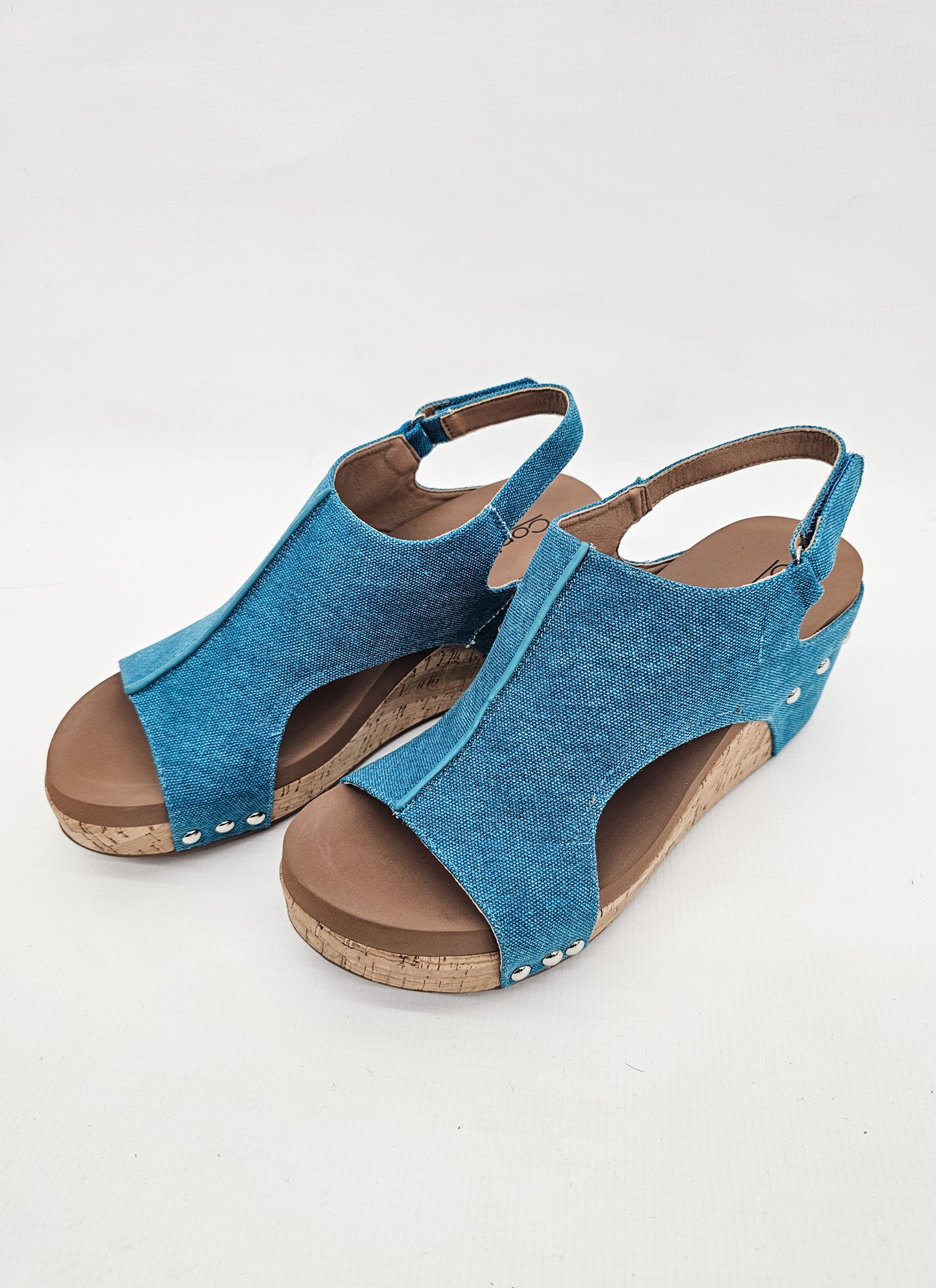 Corkys Turquoise Washed Canvas Carley Wedges