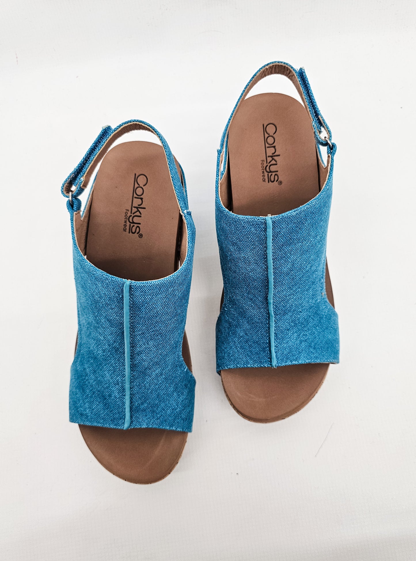 Corkys Turquoise Washed Canvas Carley Wedges