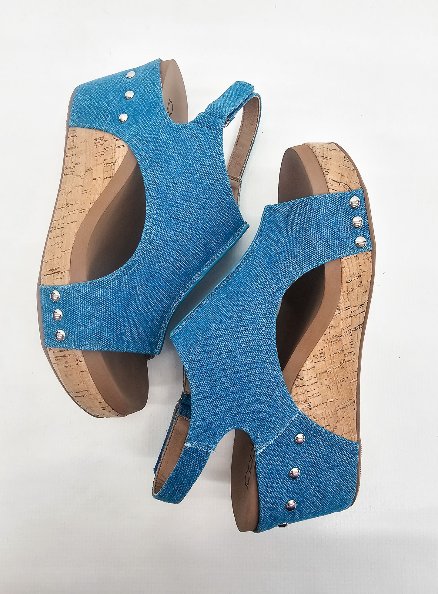 Corkys Turquoise Washed Canvas Carley Wedges