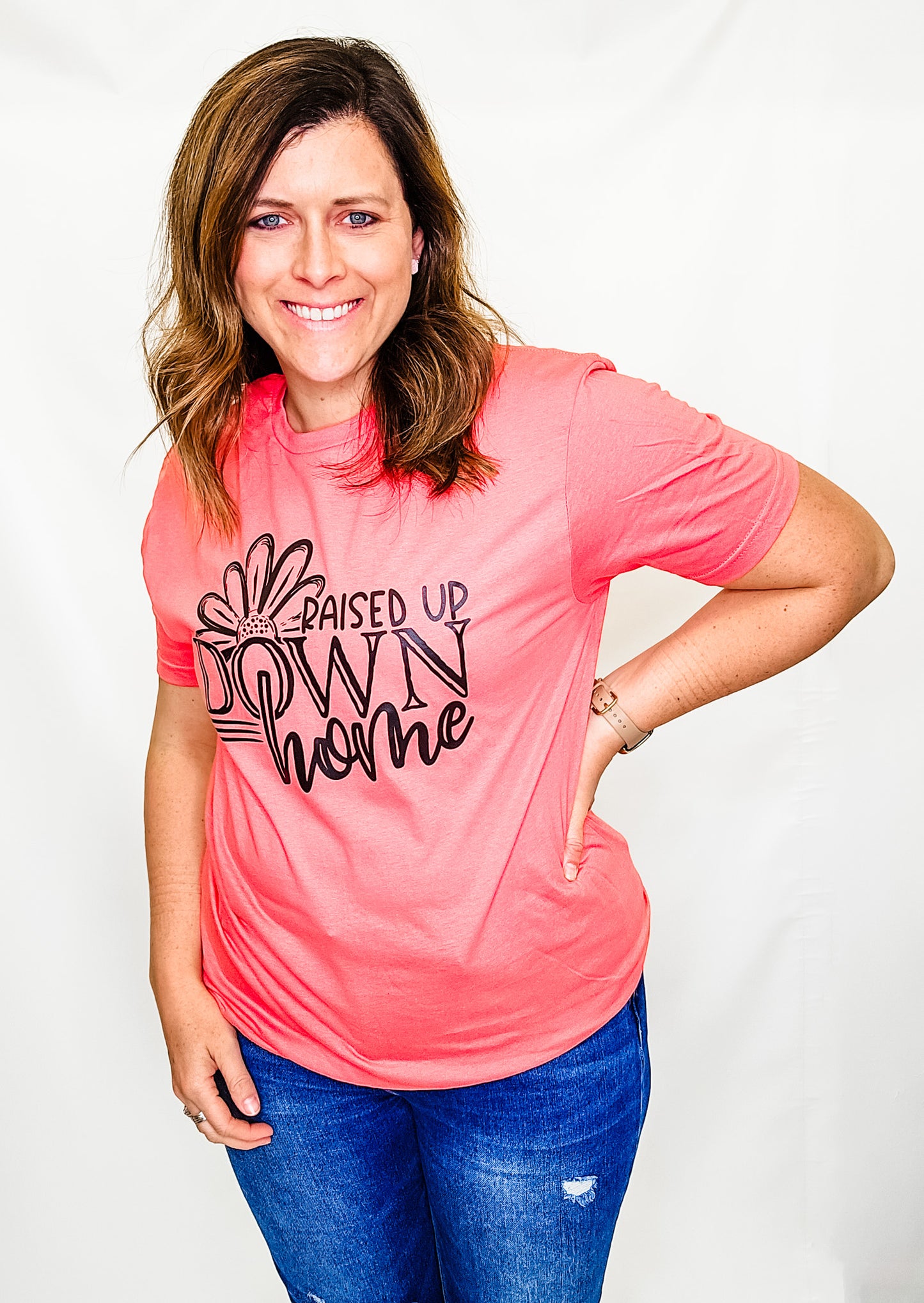 Raised Up Down Home Coral Short Sleeve