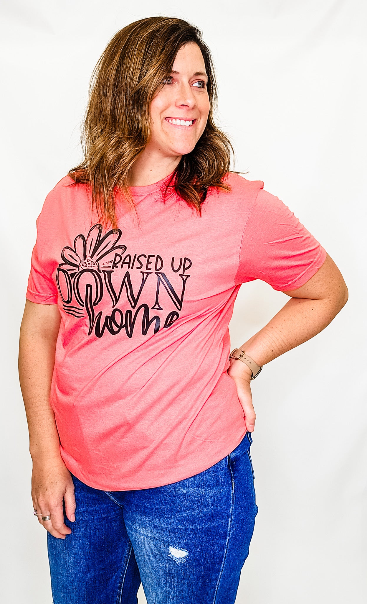 Raised Up Down Home Coral Short Sleeve