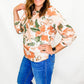 Tribal Muted Clay Floral 3/4 Sleeve Blouse