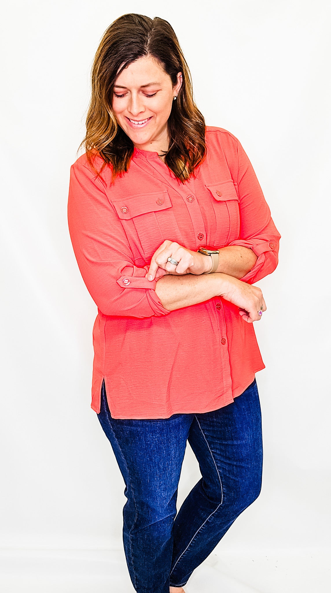 Multiples Watermelon Button Up Shirt