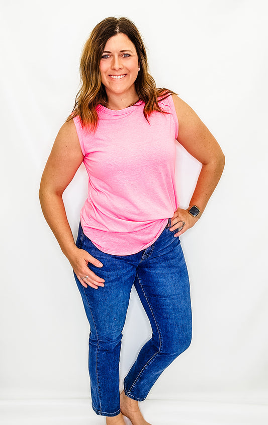 Hot Pink Solid Tank with Inside Out Seams