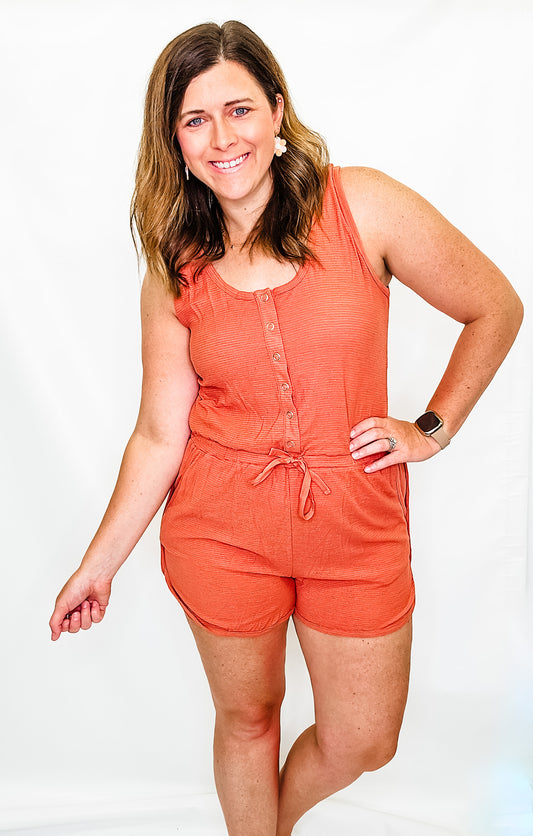 Rust Orange Textured Romper