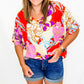 Orange & Lavender Floral Loose Fit Top