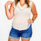 Sand Beige Crochet Knit Tank