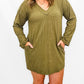 Olive Green Textured Mini Dress