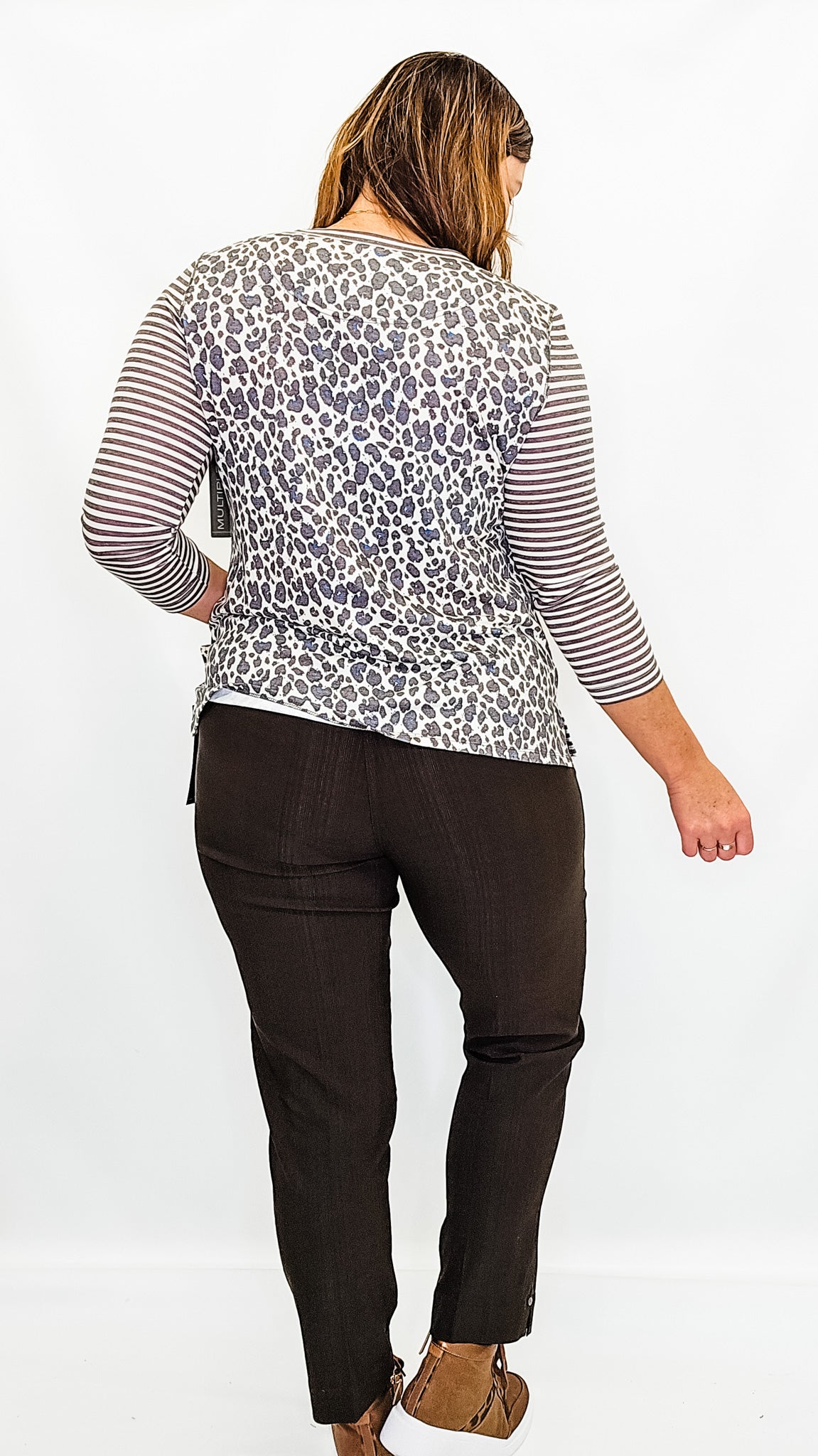 Slim-Sation by Multiples Ankle Pants in Chocolate - New Fabric!