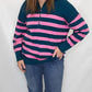 Pink & Hunter Green Collared Quarter Zip