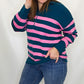 Pink & Hunter Green Collared Quarter Zip