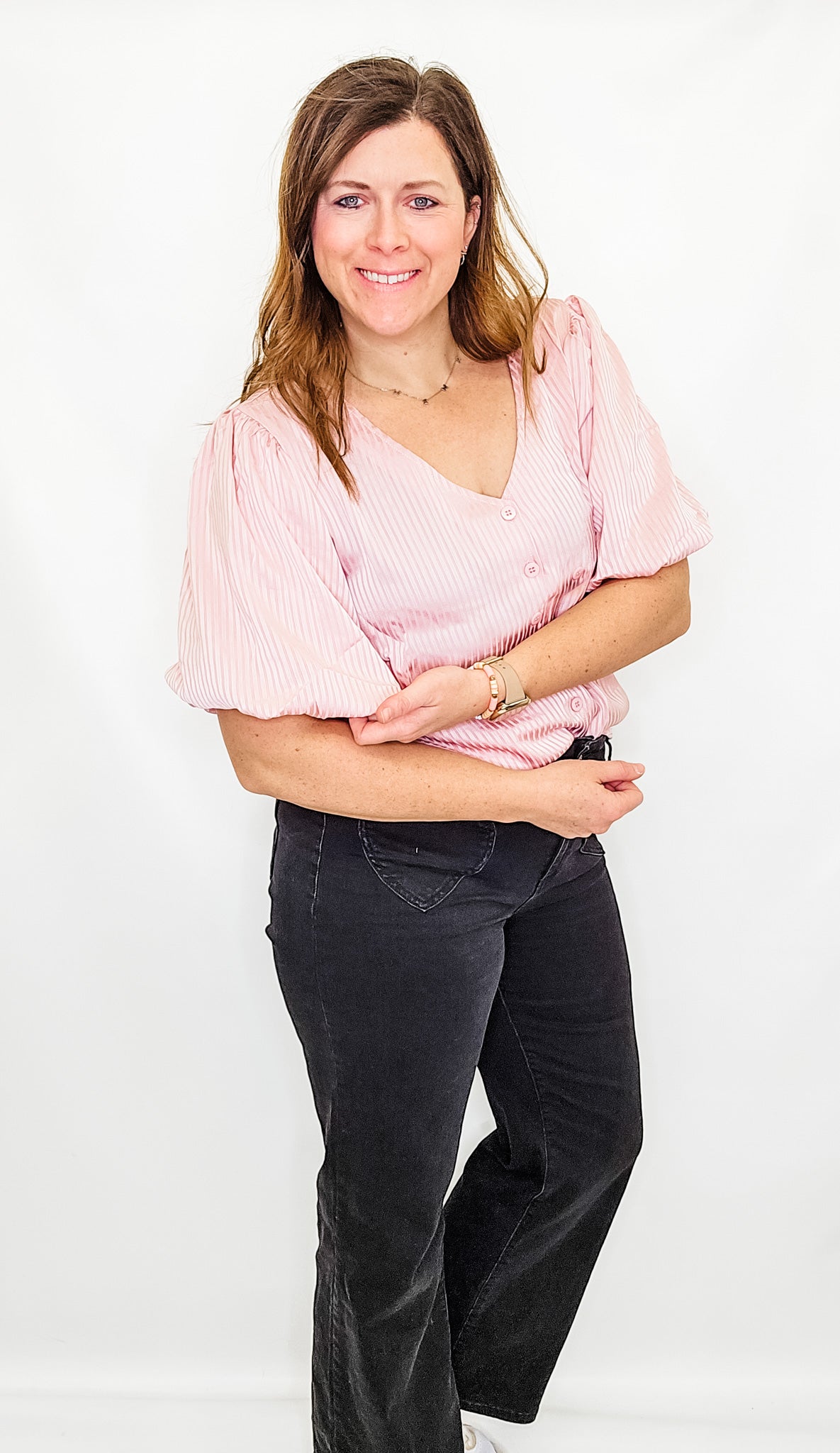 Satin Dressy Top with Balloon Sleeves - Variety