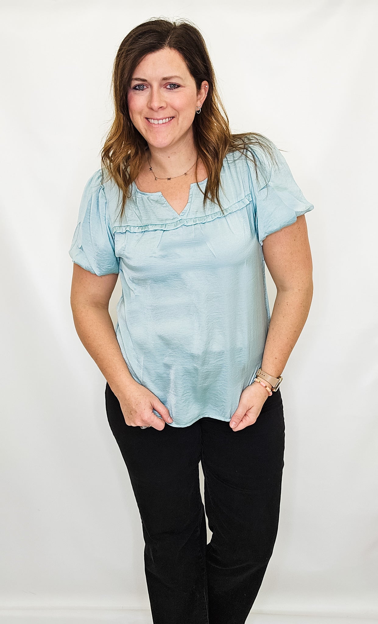 Satin Dressy Top with Puff Sleeves - Variety
