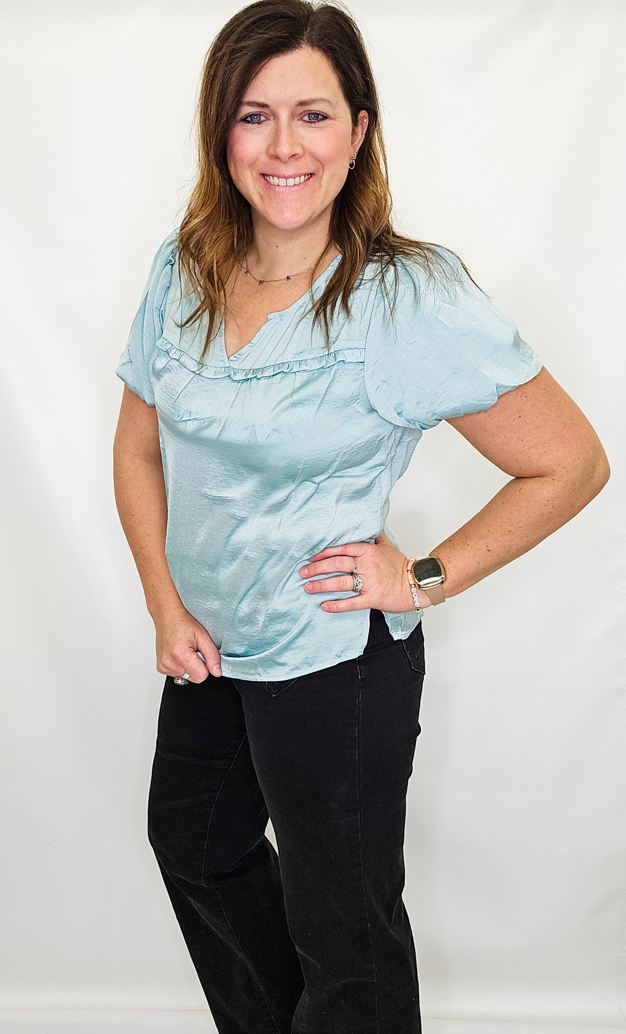 Satin Dressy Top with Puff Sleeves - Variety