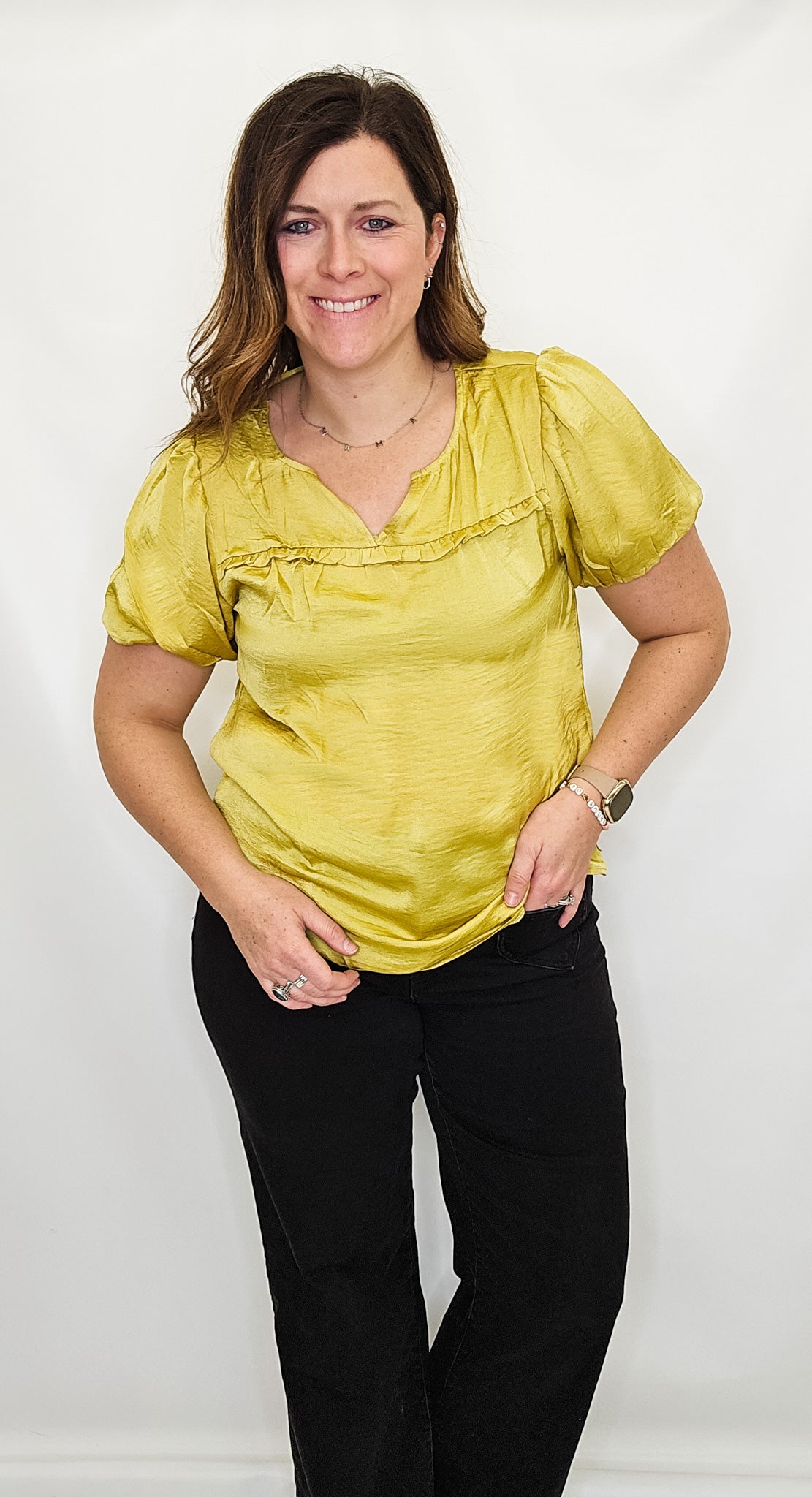 Satin Dressy Top with Puff Sleeves - Variety