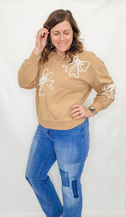 Taupe Bow Sweatshirts