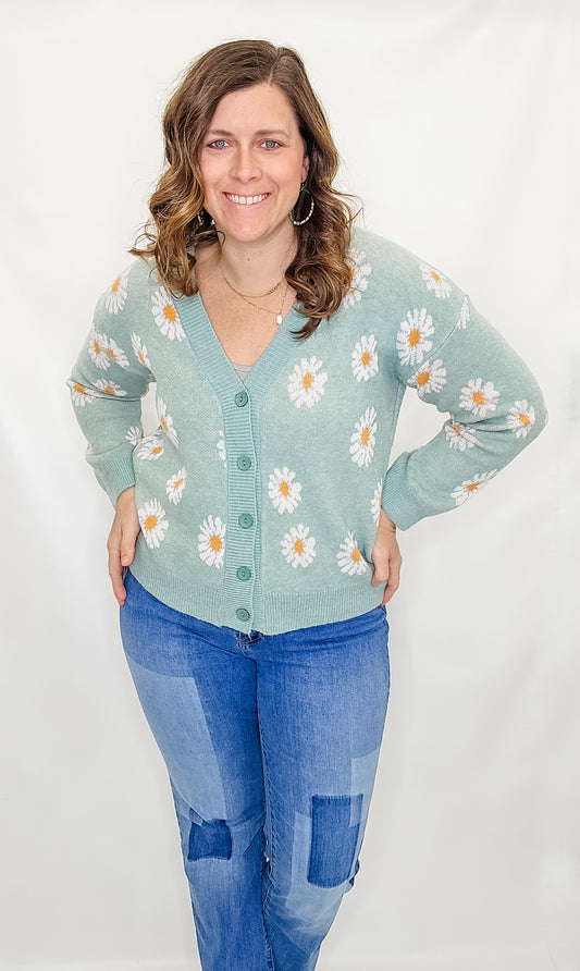 Mint Daisy Cardigan