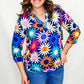 True Luxe Happy Floral 3/4 Sleeve Top