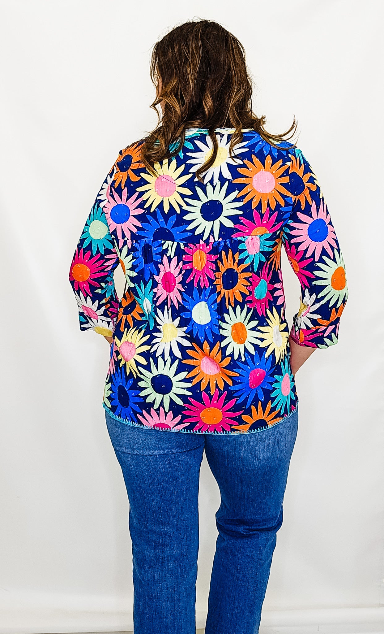 True Luxe Happy Floral 3/4 Sleeve Top